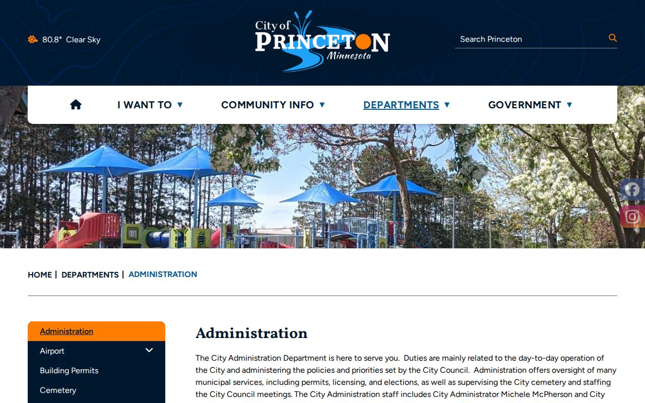 Sherburne County case search venue context for Princeton administration