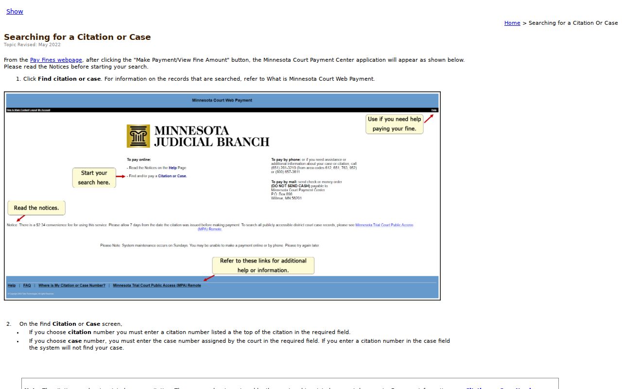 Sherburne County traffic court records citation search instructions